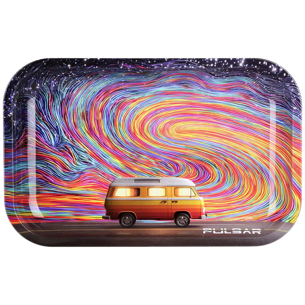 Fat Buddha Glass Accessories Camper Flow Large Metal Rolling Tray 11x7in
