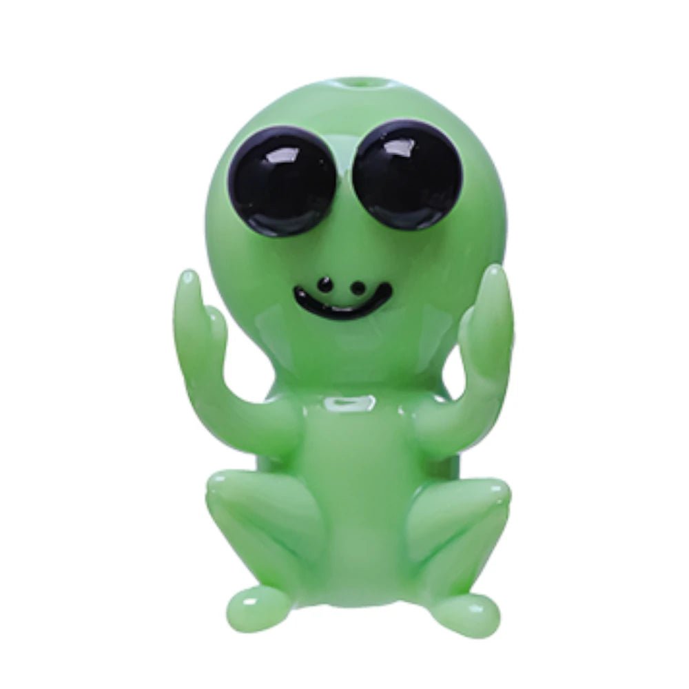 Fat Buddha Glass Alien Man Hand Pipe
