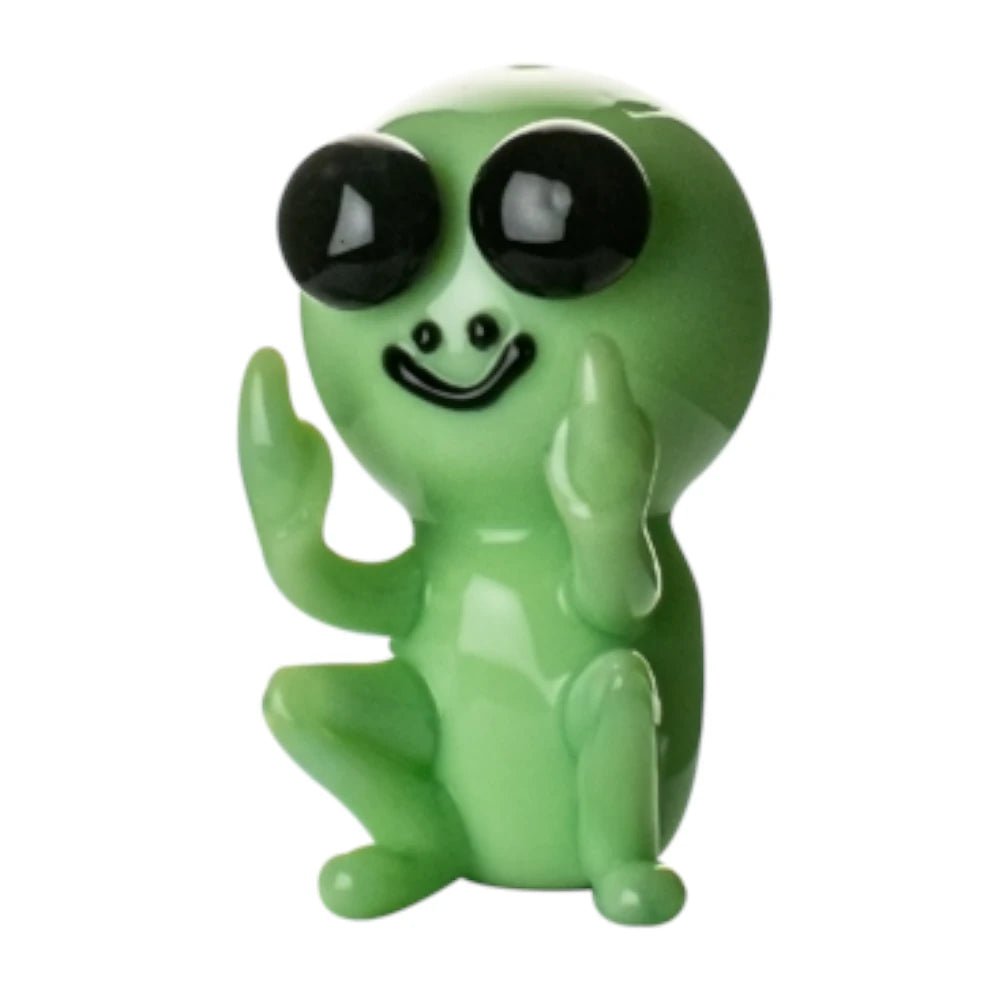 Fat Buddha Glass Alien Man Hand Pipe