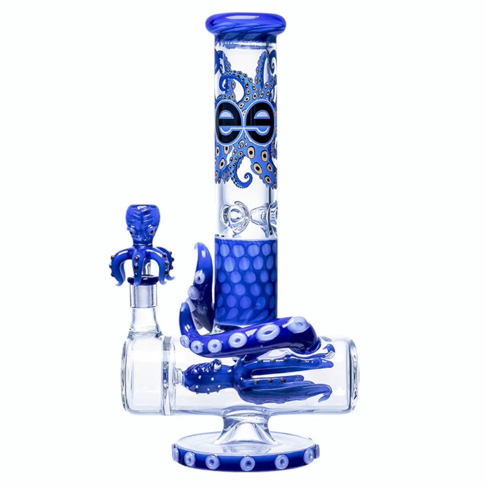 Cheech Glass Blue Inline Octopus Water Piper