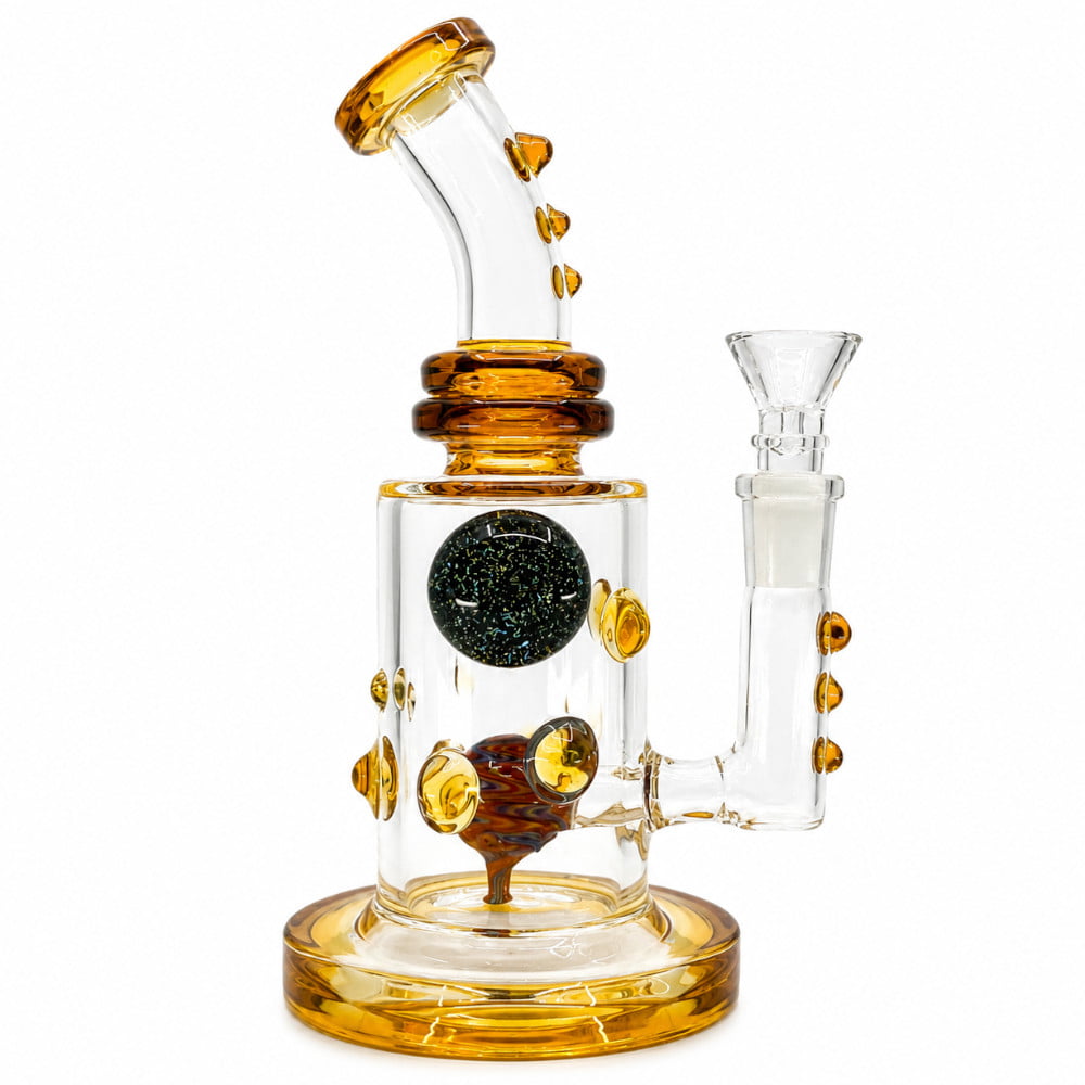 Fat Buddha Glass Bong Amber Dichroic Marble Bong