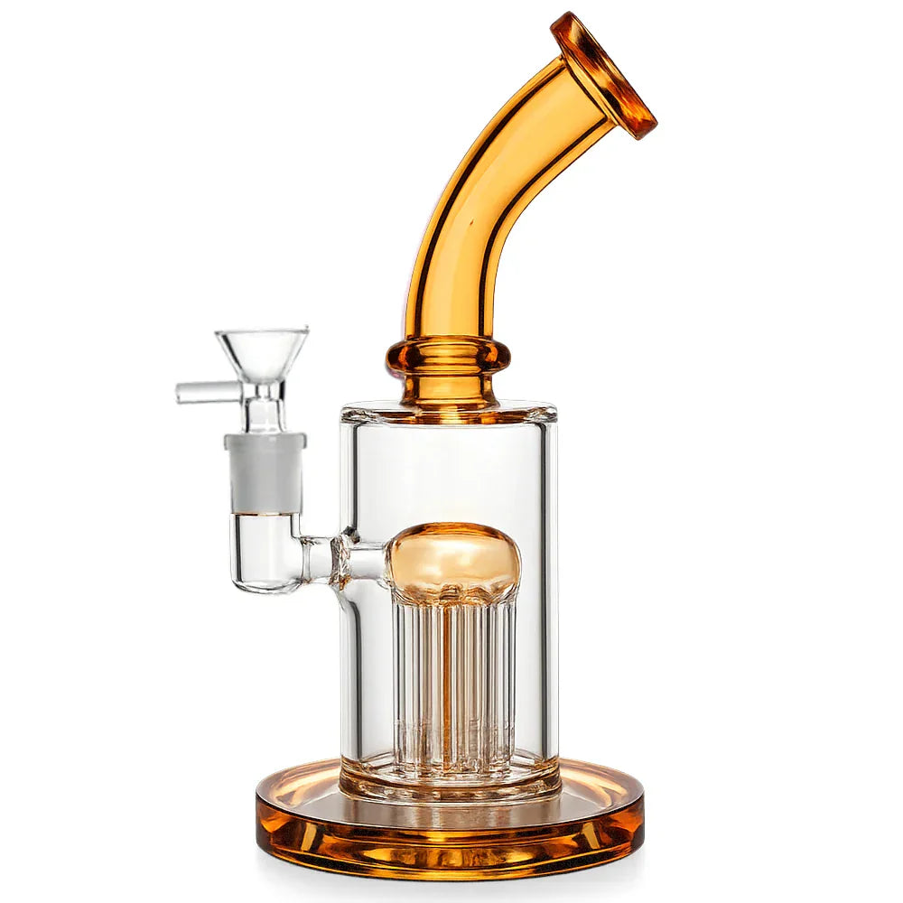 Fat Buddha Glass Bong Amber Tree Perc Lean Back Bong