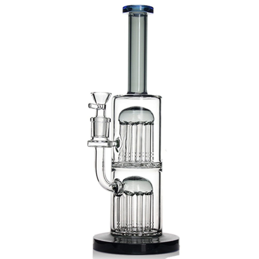 Fat Buddha Glass Bong Black Double 10 Tree Perc Bong