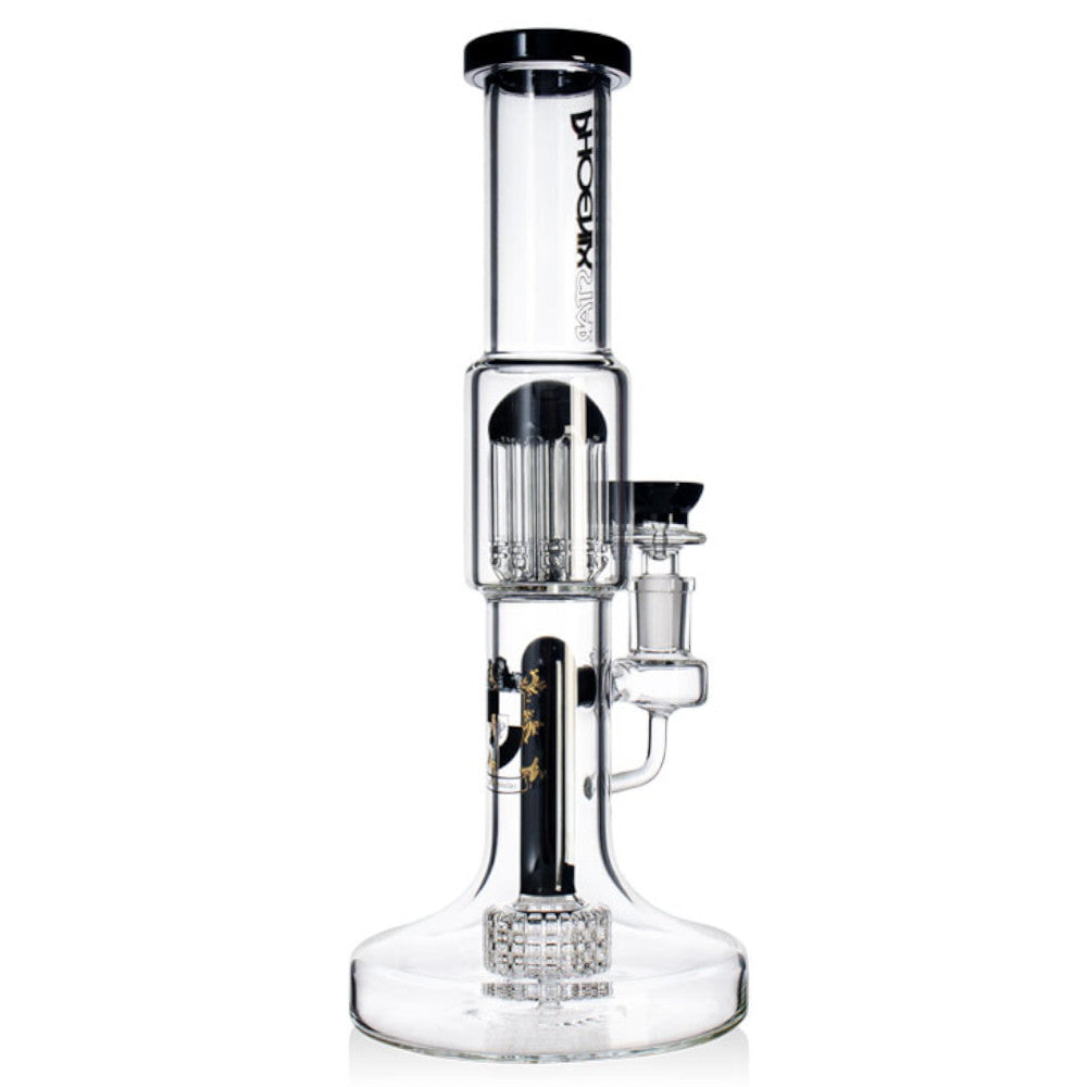 Phoenix Bong Black Double Perc Beaker Bong