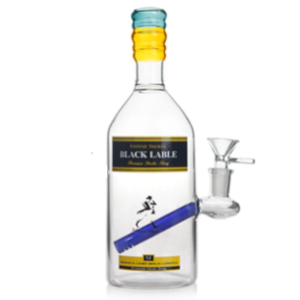 Fat Buddha Glass Bong Black Label Liquor Bottle Bong