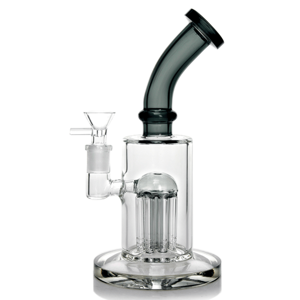 Fat Buddha Glass Bong Black Tree Perc Lean Back Bong