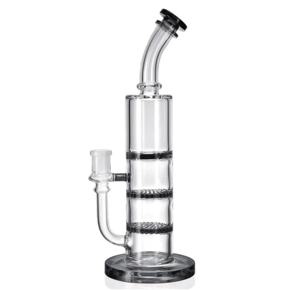 Fat Buddha Glass Bong Black Triple Perc Bong