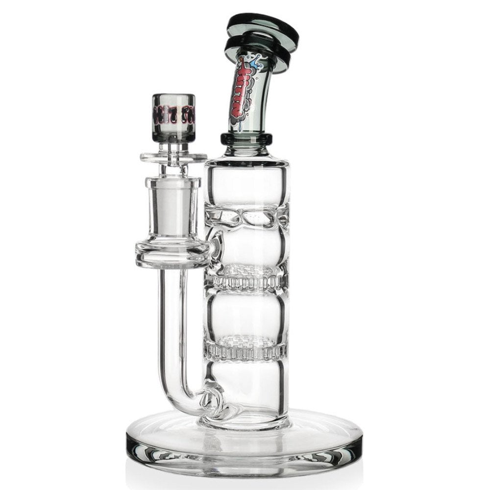 HITTN Bong Black Wide Base Triple Perc Bong