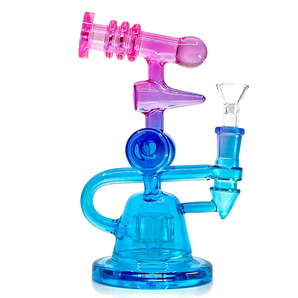 Fat Buddha Glass Bong Blue Arrow Recycler Bong
