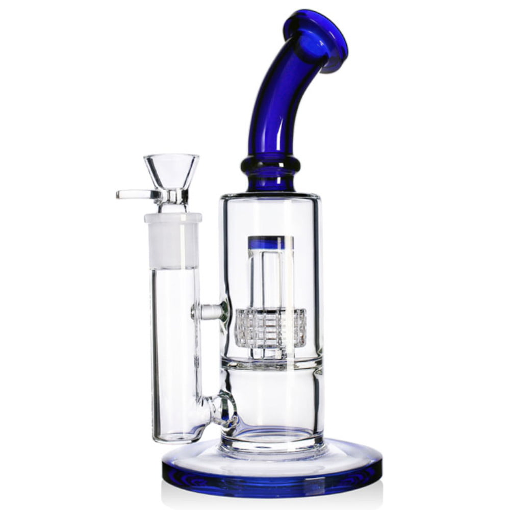 Fat Buddha Glass Bong Blue Bent Neck Matrix Bong