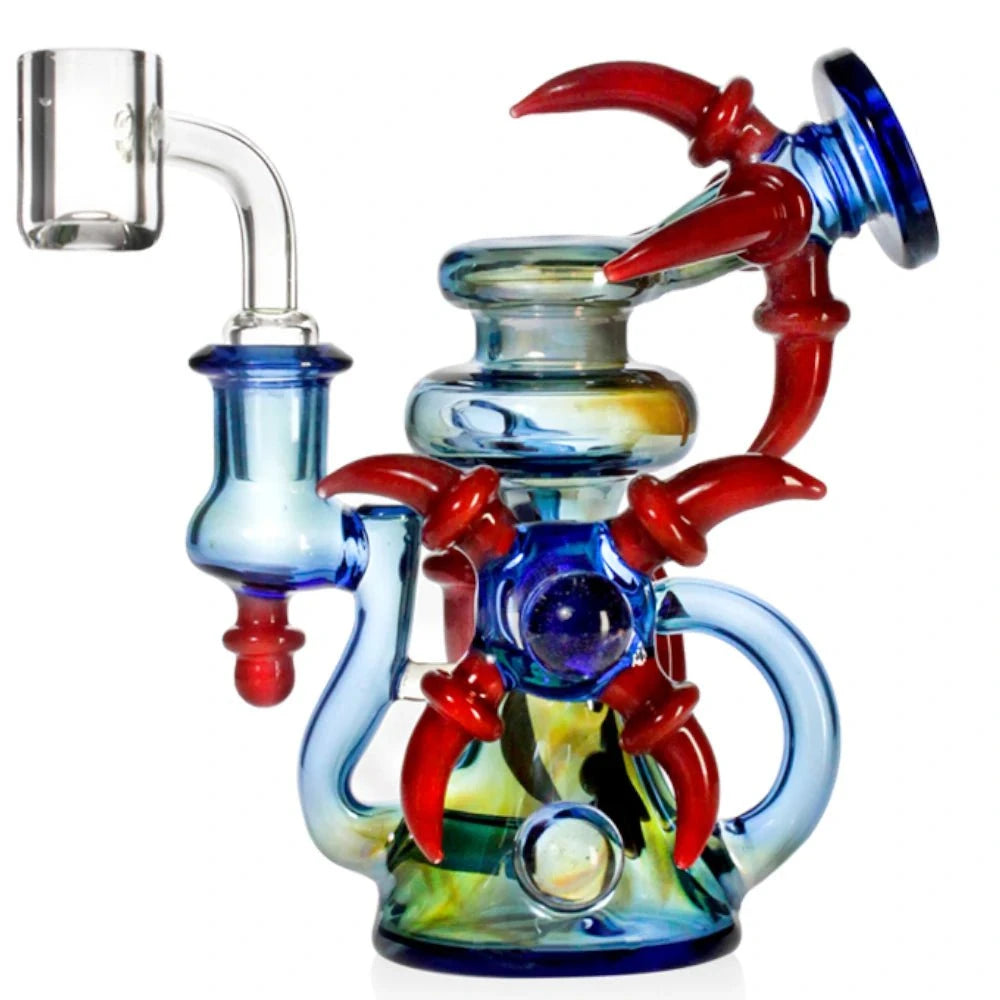 Fat Buddha Glass Bong Blue Dragon Claw Recycler Rig
