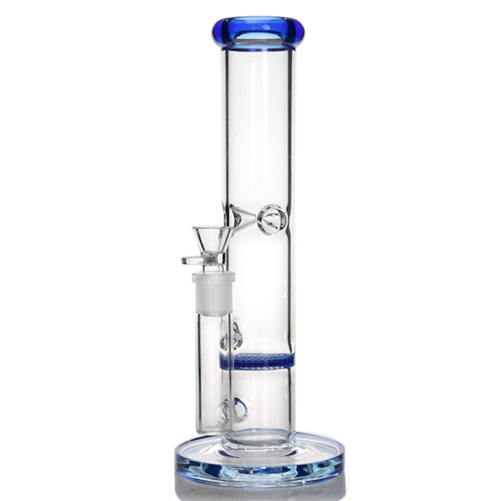 Fat Buddha Glass Bong Blue Honeycomb Straight Tube Bong