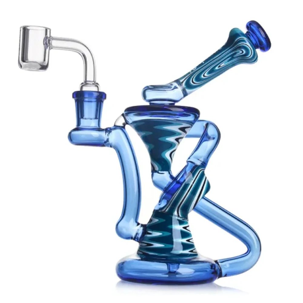 Phoenix Bong Blue Hourglass Recycler Dab Rig