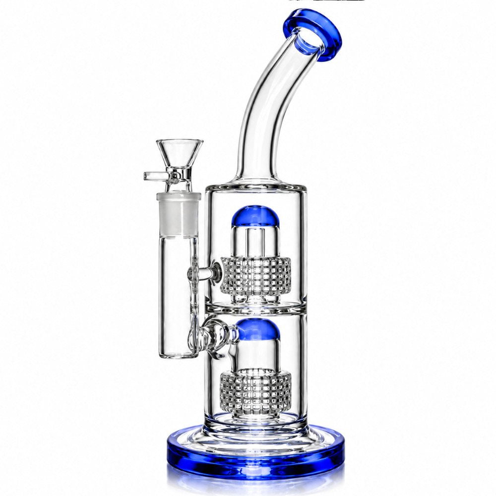 Fat Buddha Glass Bong Blue Matrix Lean Back Bong