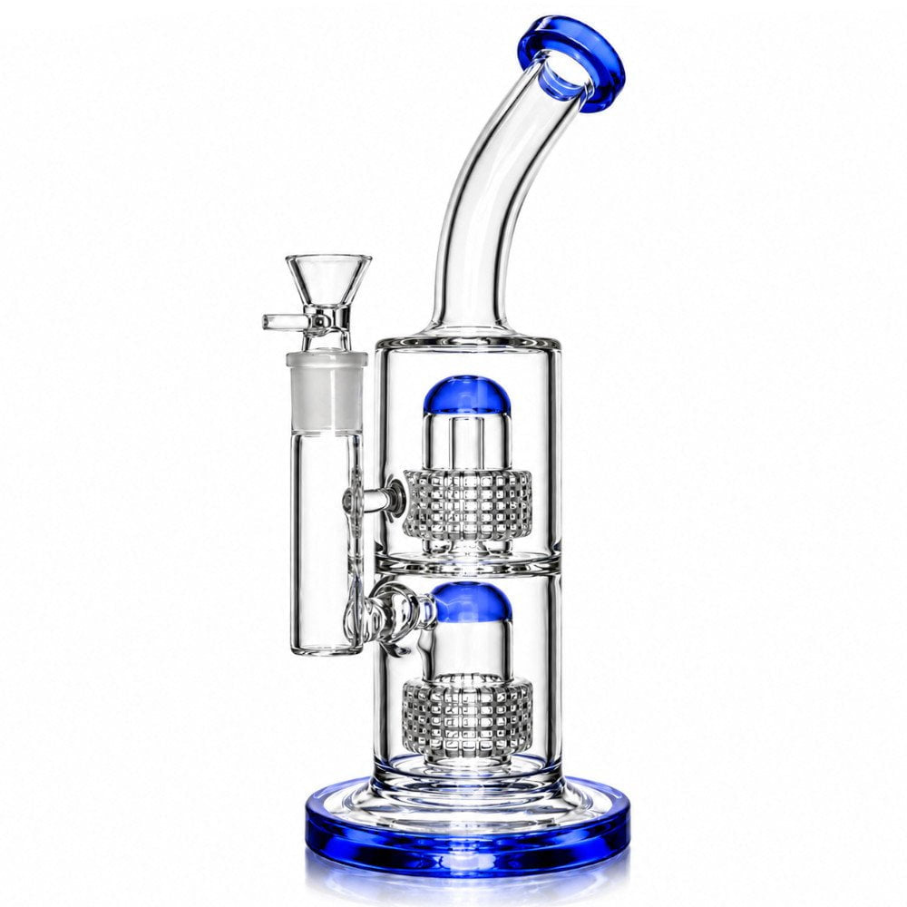 Fat Buddha Glass Bong Blue Matrix Lean Back Bong