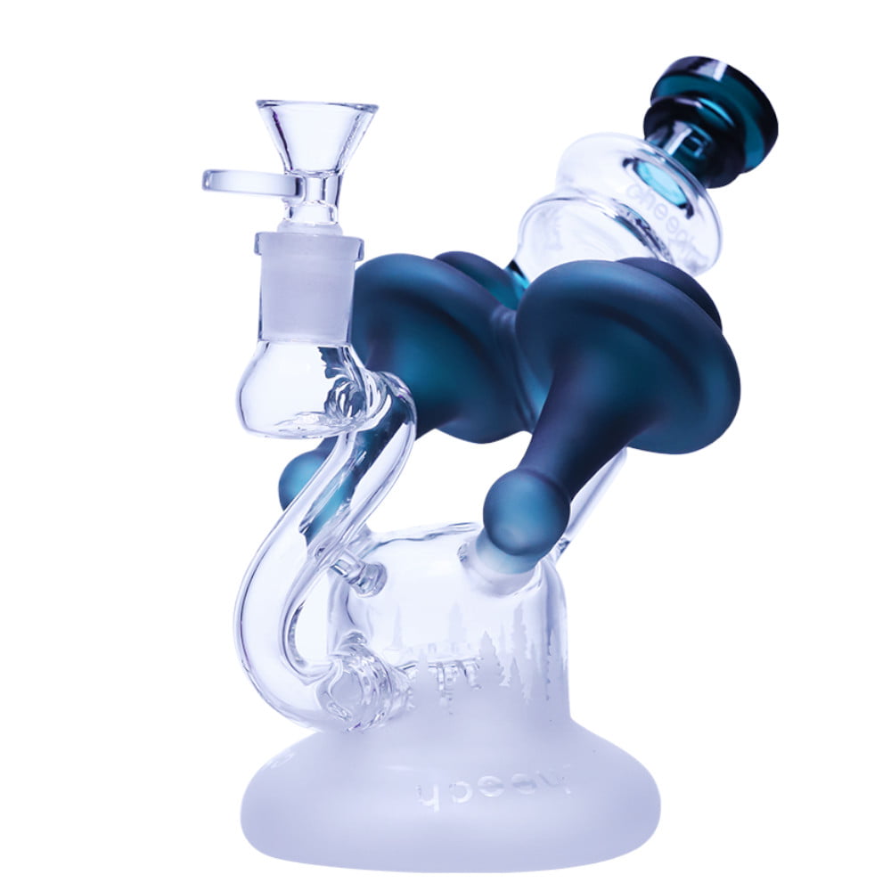 Cheech Glass Bong Blue Matte Mushroom Recycler Bong