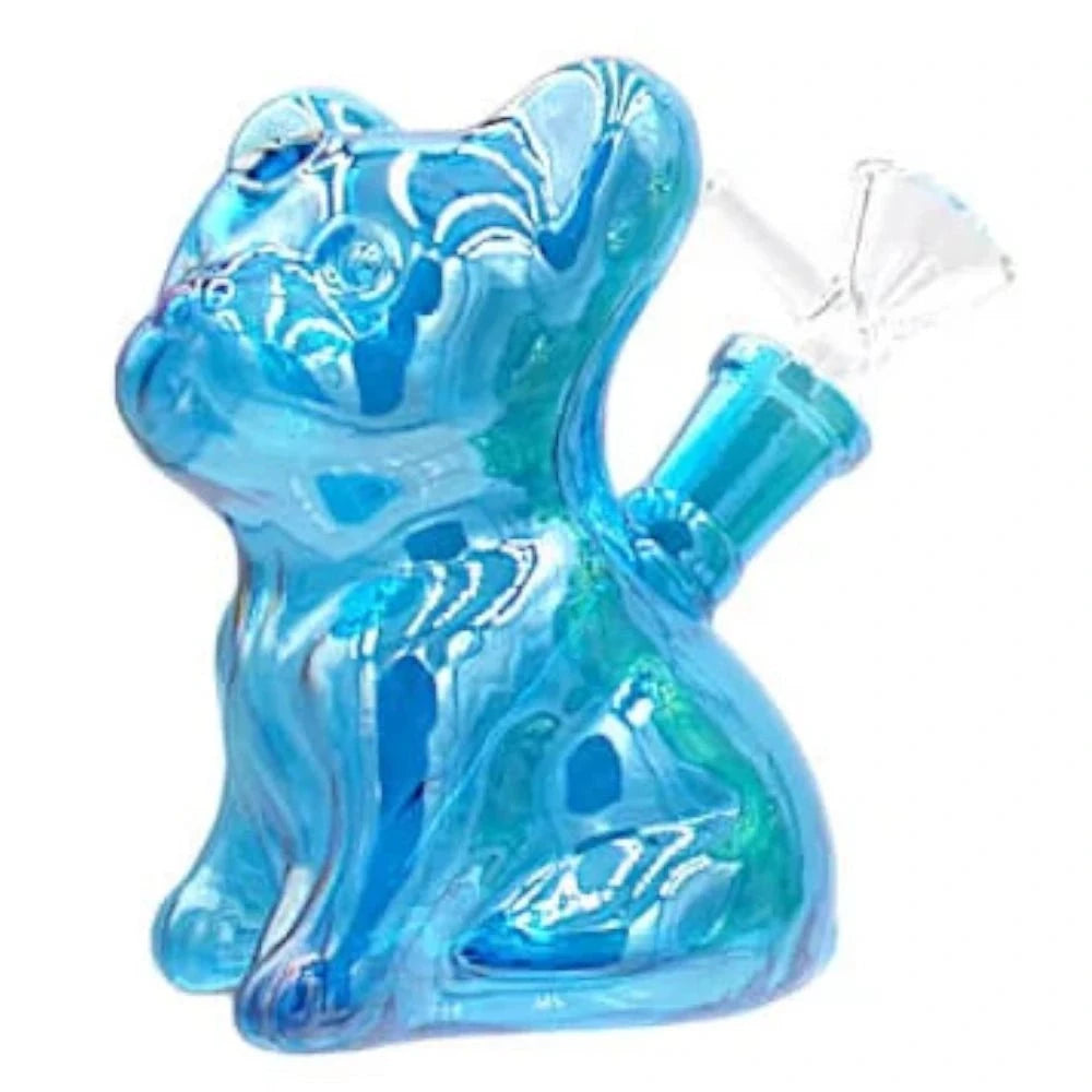Fat Buddha Glass Bong Blue Puppy Dog Bong