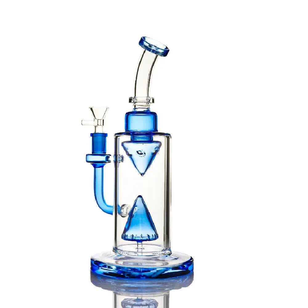 Fat Buddha Glass Bong Blue Pyramid Perc Water Pipe