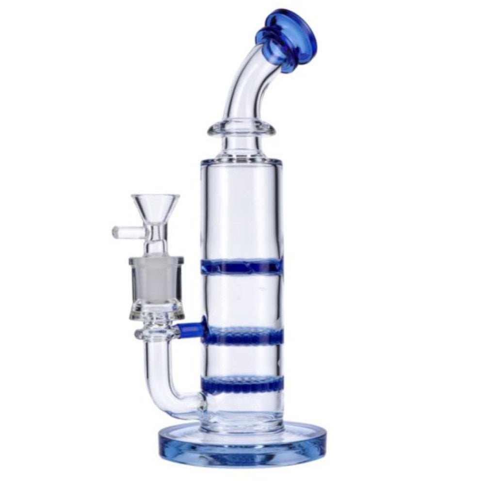 Fat Buddha Glass Bong Blue Triple Perc Bong