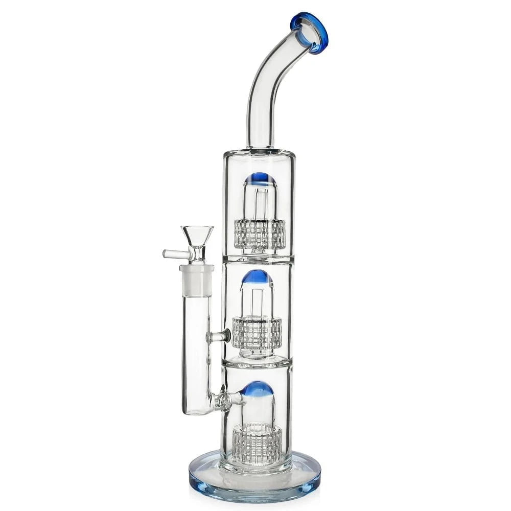 Fat Buddha Glass Bong Blue Triple Stack Matrix Bong