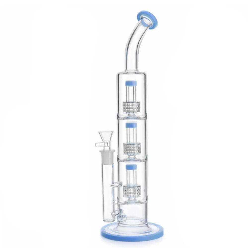 Fat Buddha Glass Bong Blue Triple Stack Matrix Bong