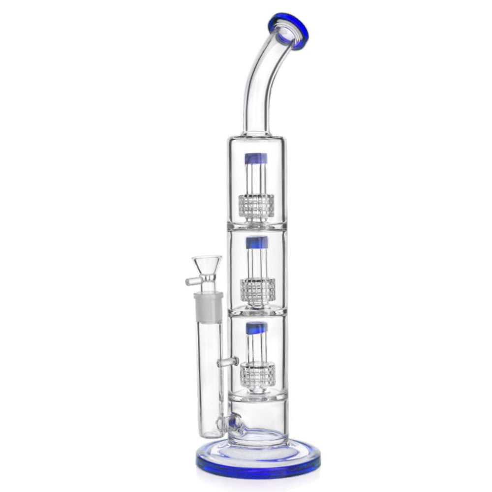 Fat Buddha Glass Bong Blue Triple Stack Matrix Bong