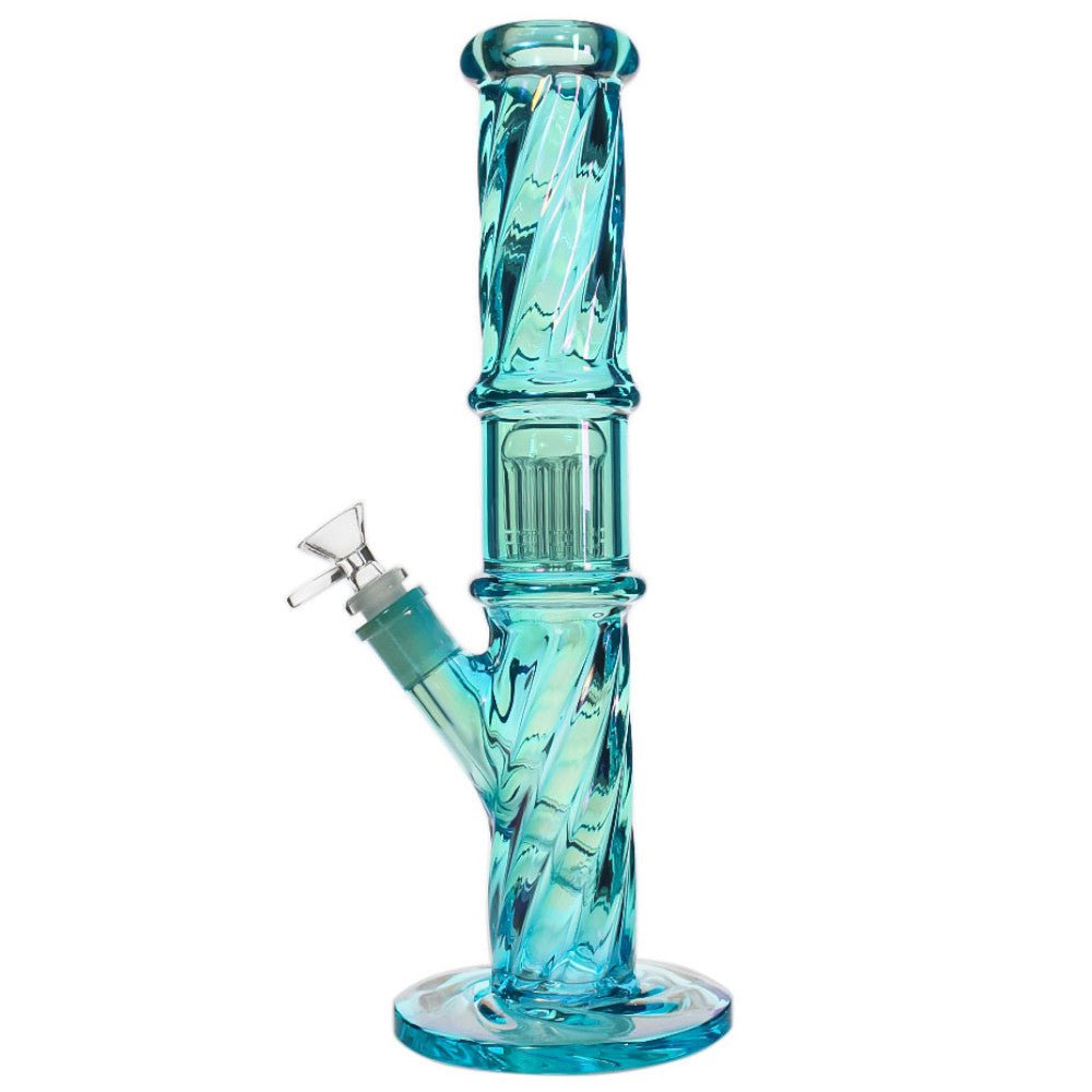 Fat Buddha Glass Bong Blue Twisted Tree Straight Tube