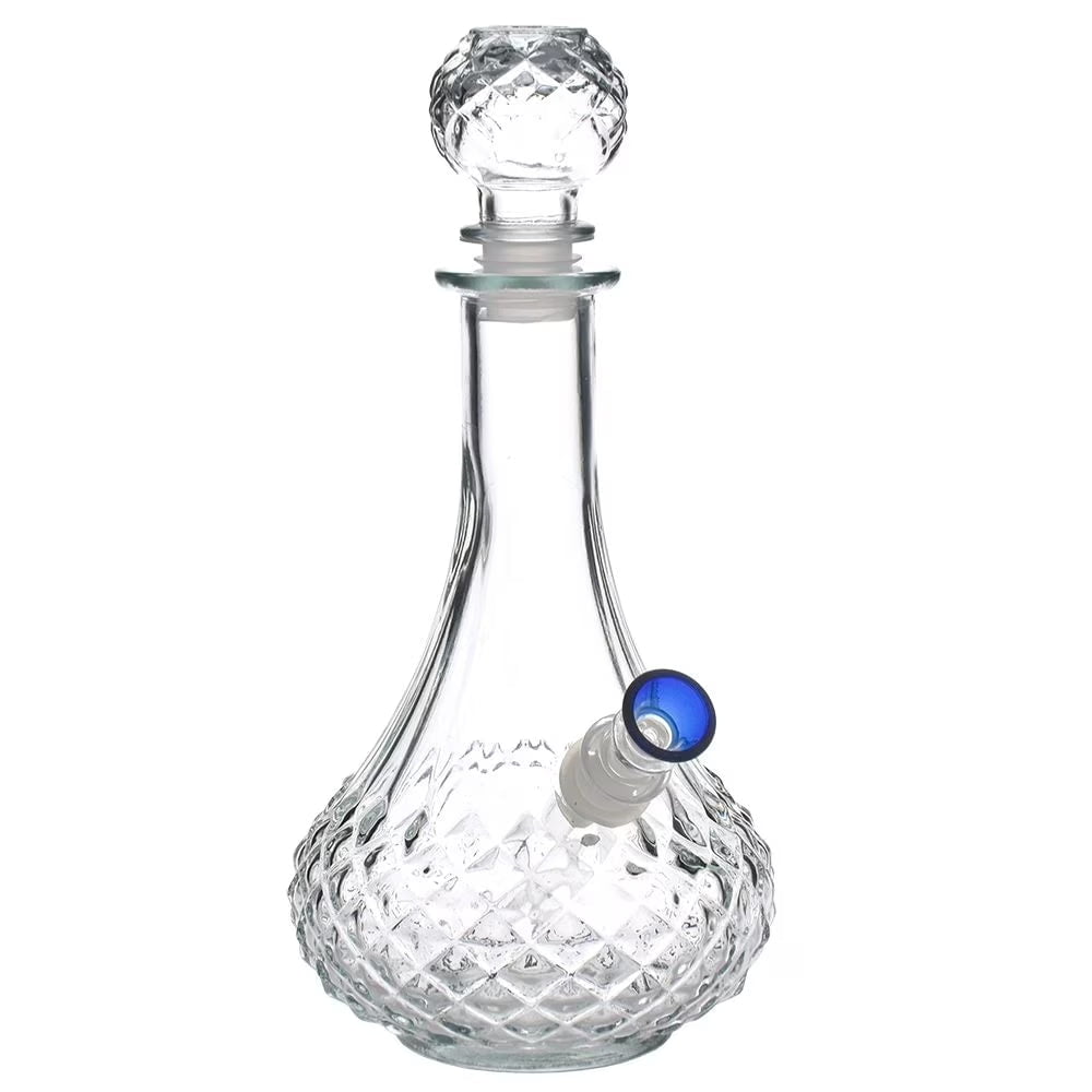 Fat Buddha Glass Bong Blue Vintage Decanter Water Pipe