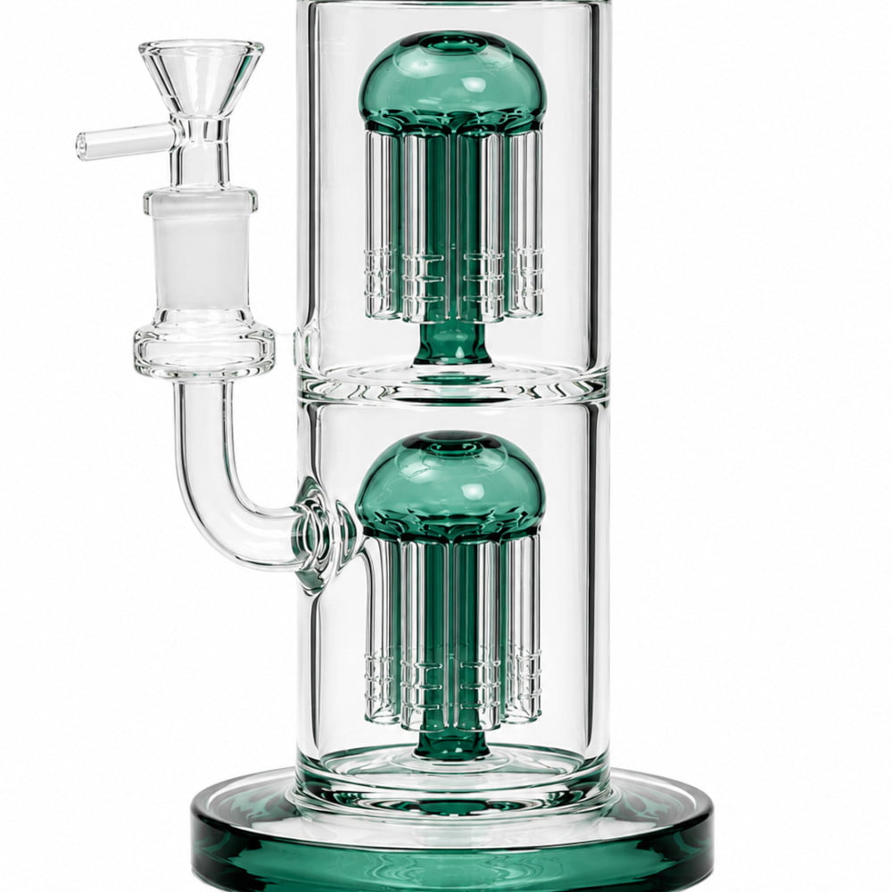 Fat Buddha Glass Bong Double Tree 12in Bong