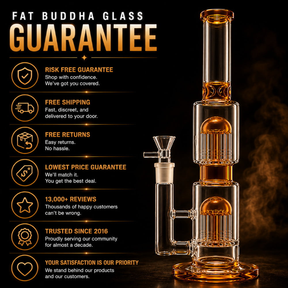 Fat Buddha Glass Bong Double Tree 14in Bong