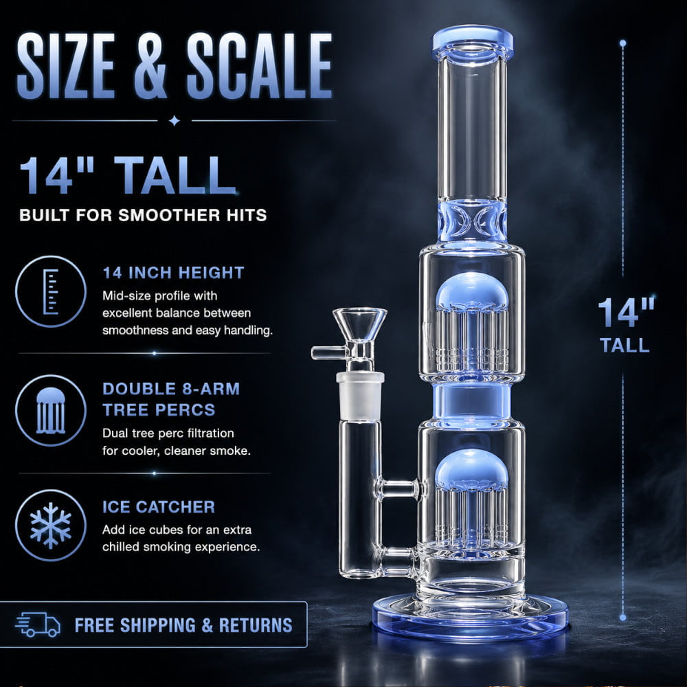 Fat Buddha Glass Bong Double Tree 14in Bong