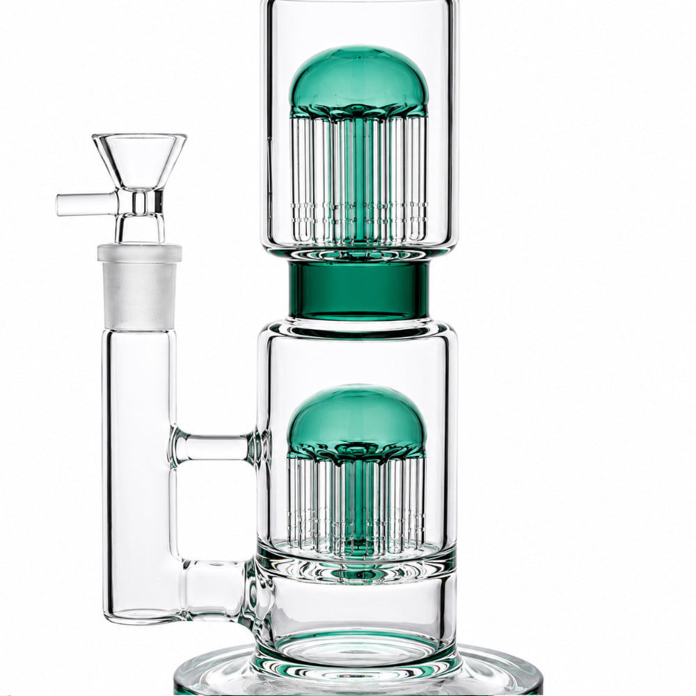 Fat Buddha Glass Bong Double Tree 14in Bong