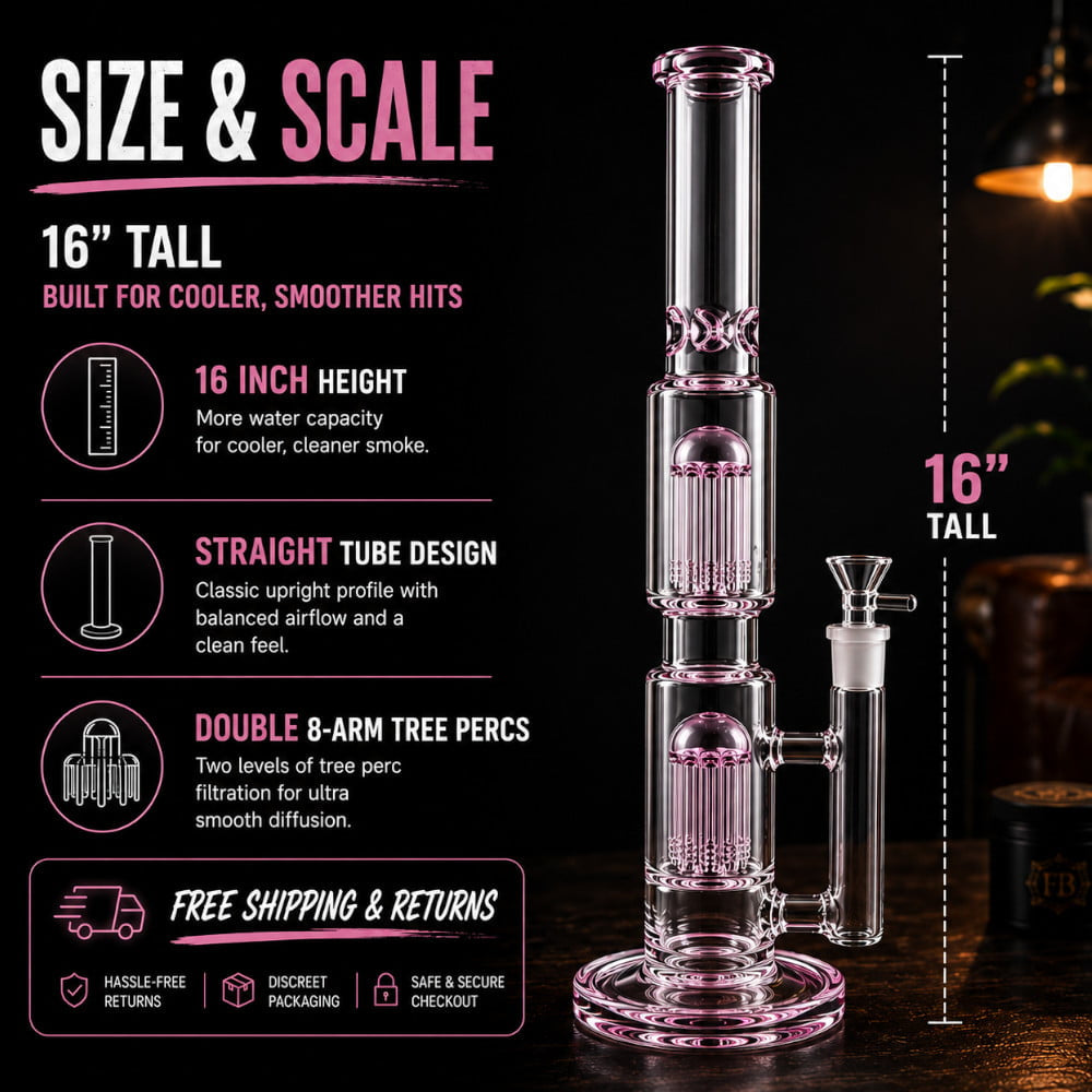 Fat Buddha Glass Bong Double Tree 16in Bong