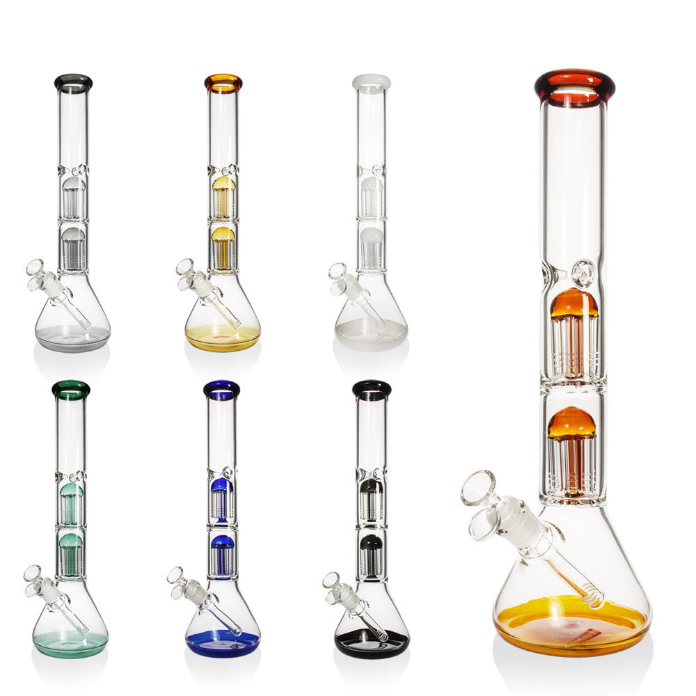Fat Buddha Glass Bong Double Tree Beaker Bong