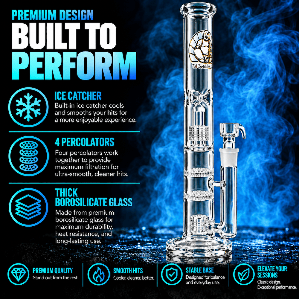 Fat Buddha Glass Bong Glass Bong with 4 percolators