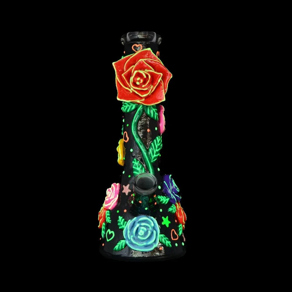 Fat Buddha Glass Bong Glow in the Dark Rose Bong