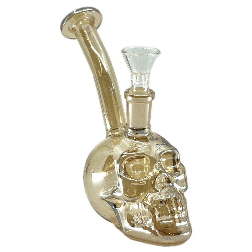 Fat Buddha Glass Bong Gold Iridescent Skull Mini Bong