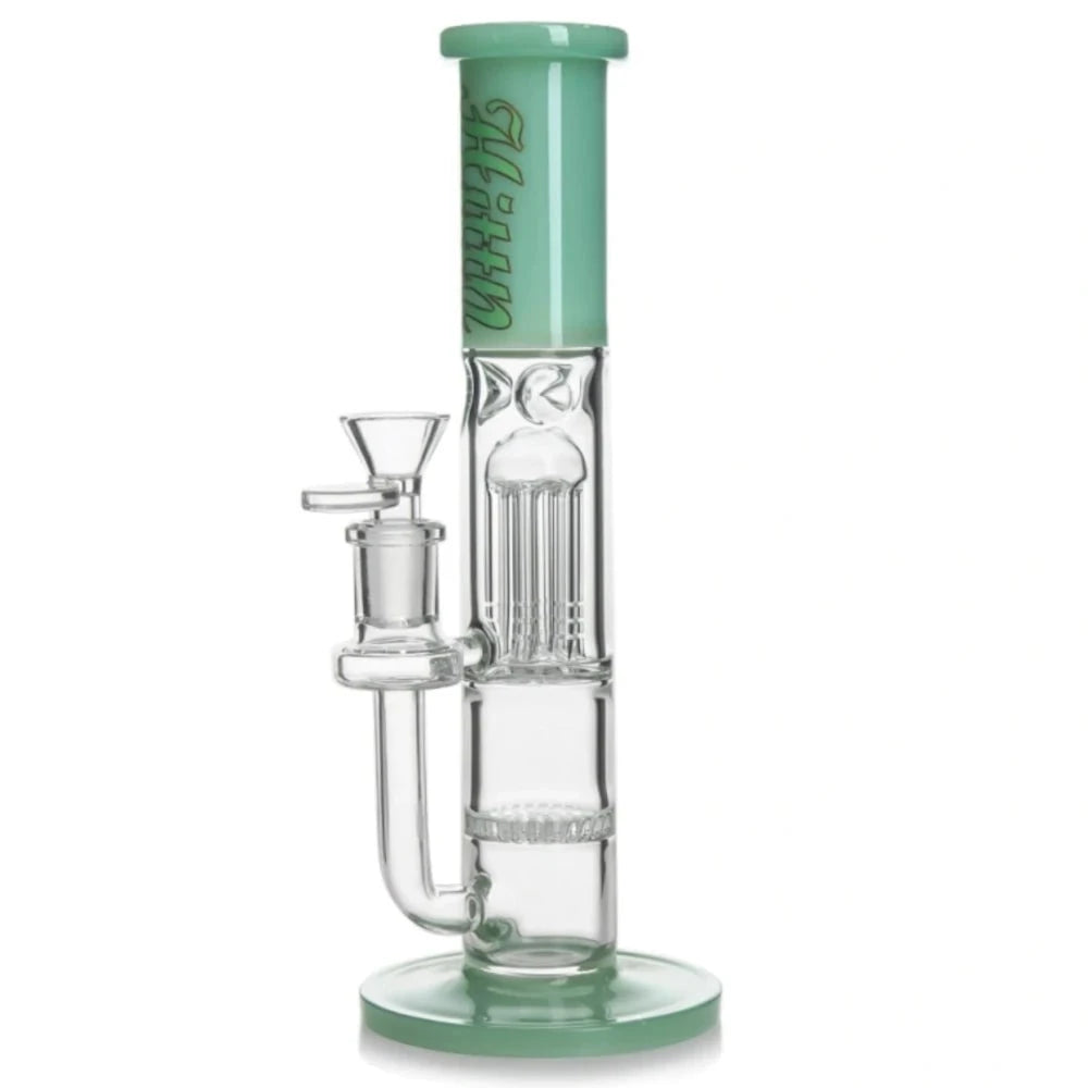 HITTN Bong Green 10in Double Perc Bong