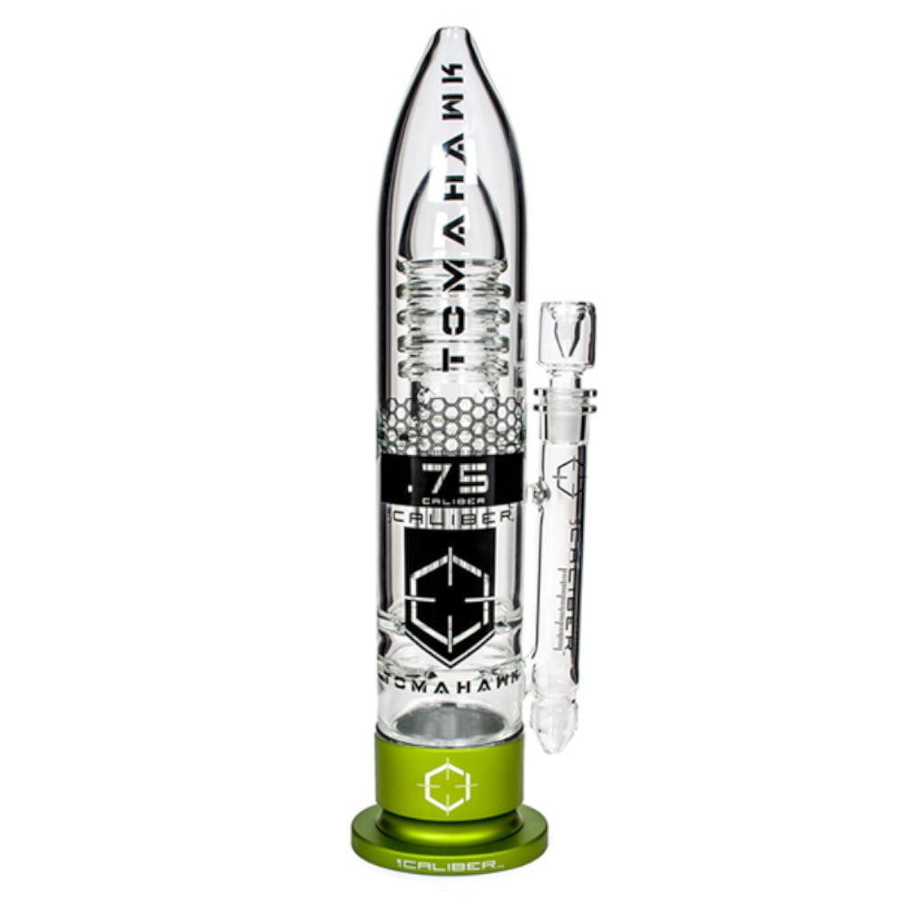 US Caliber Bong Green 75 Caliber Tomahawk Glass Bong
