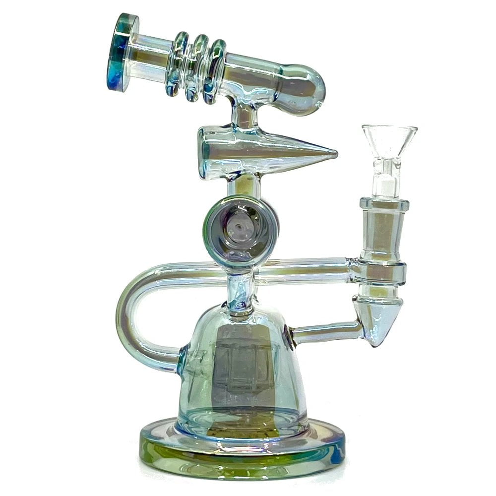Fat Buddha Glass Bong Green Arrow Recycler Bong