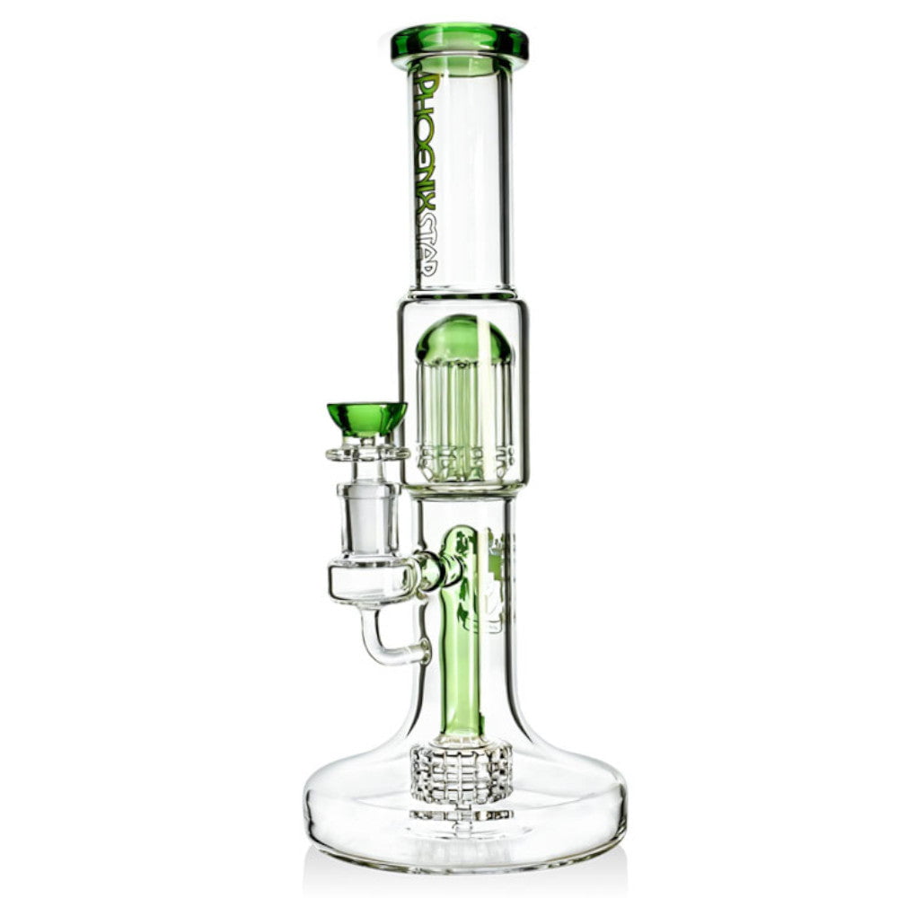 Phoenix Bong Green Double Perc Beaker Bong