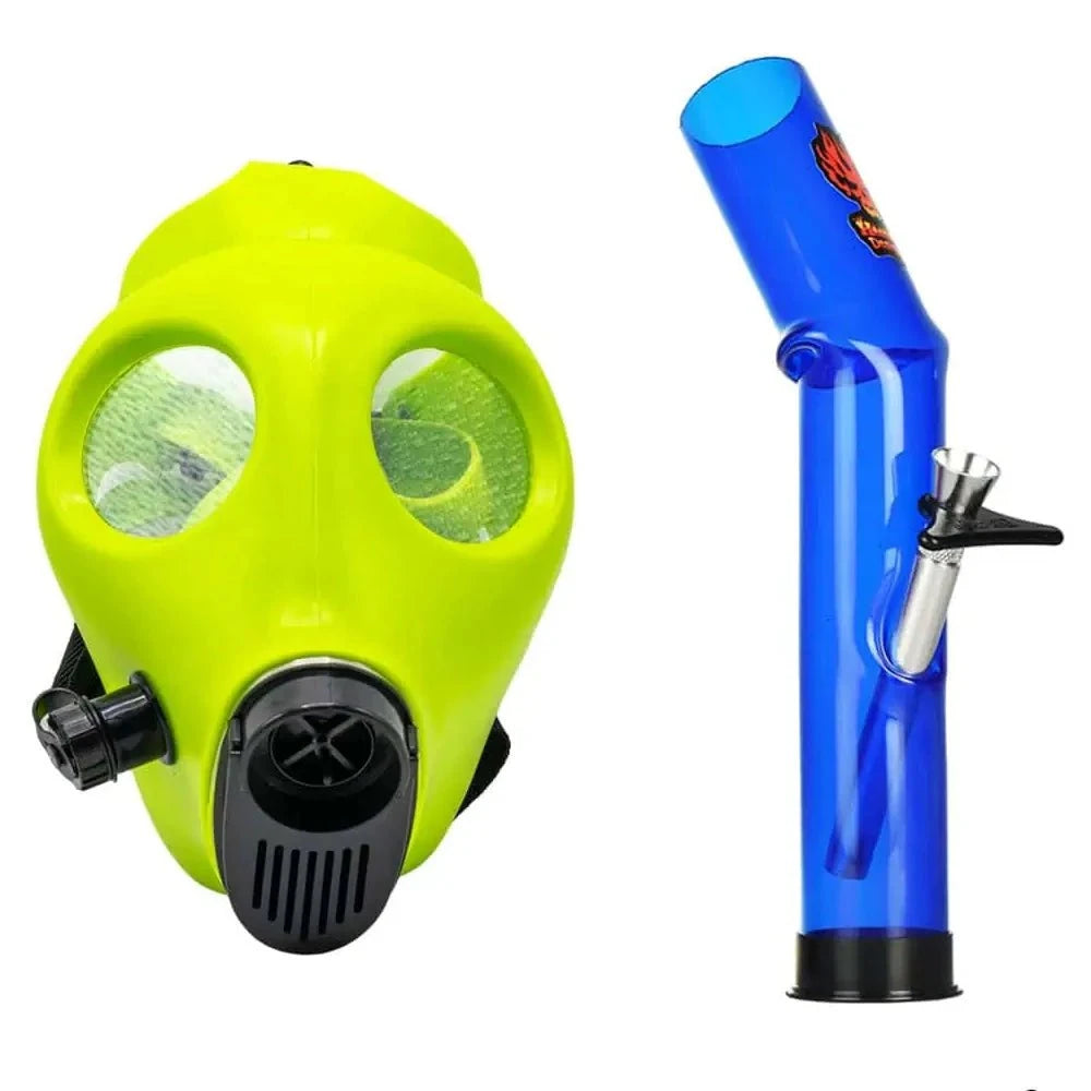 Fat Buddha Glass Bong Green Gas Mask Bong