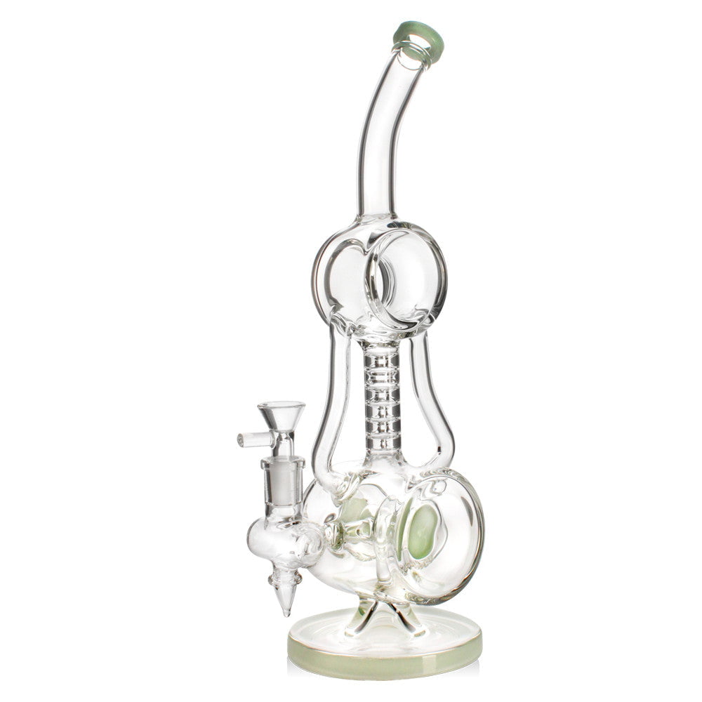 Fat Buddha Glass Bong Green Halo Orb Recycler Bong