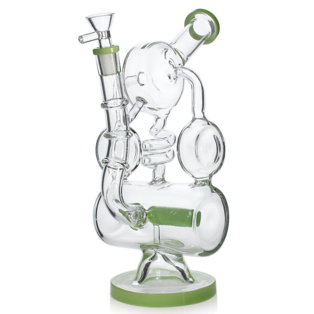 Fat Buddha Glass Bong Green Inline Recycler Bong