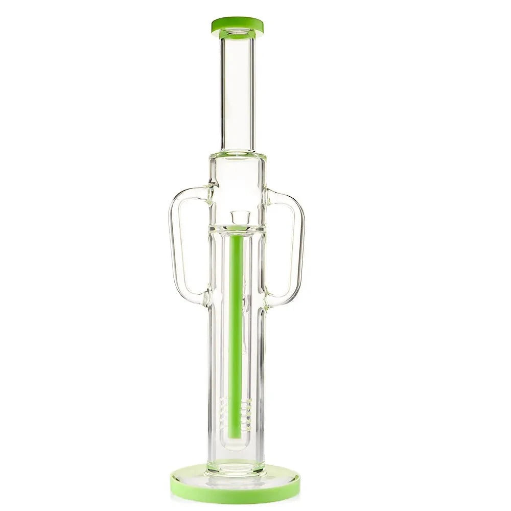 Fat Buddha Glass Bong Green Inline Recycler Water Pipe