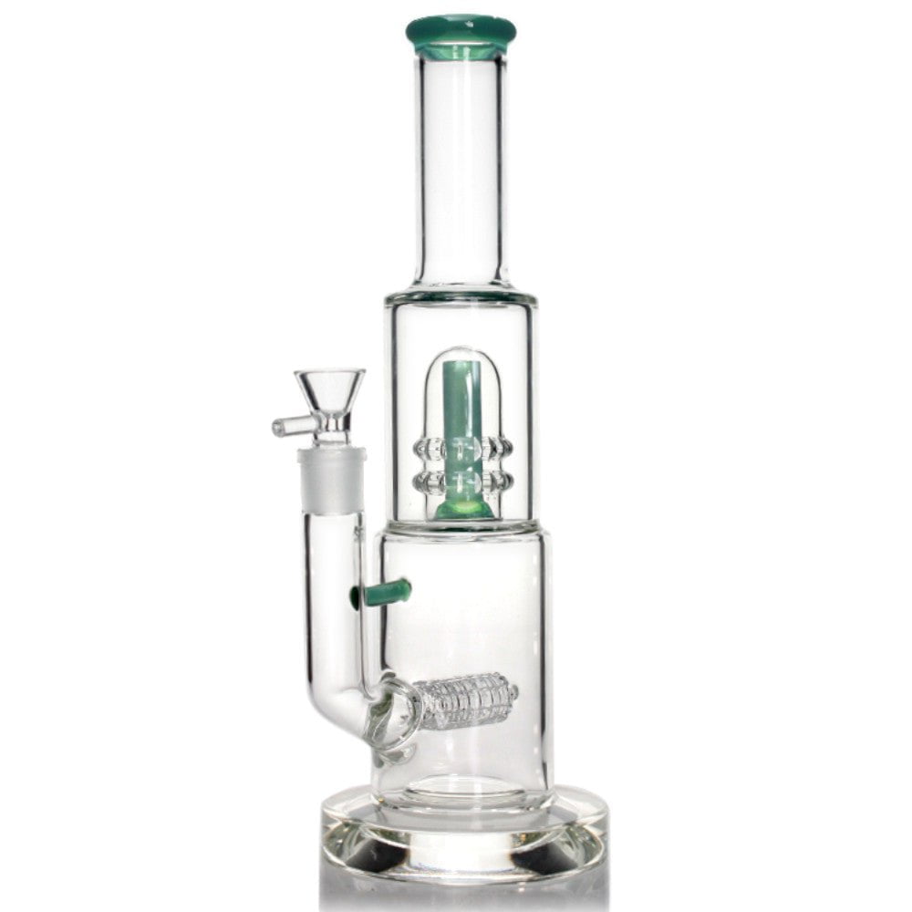 Fat Buddha Glass Bong Green Inline Showerhead Bong