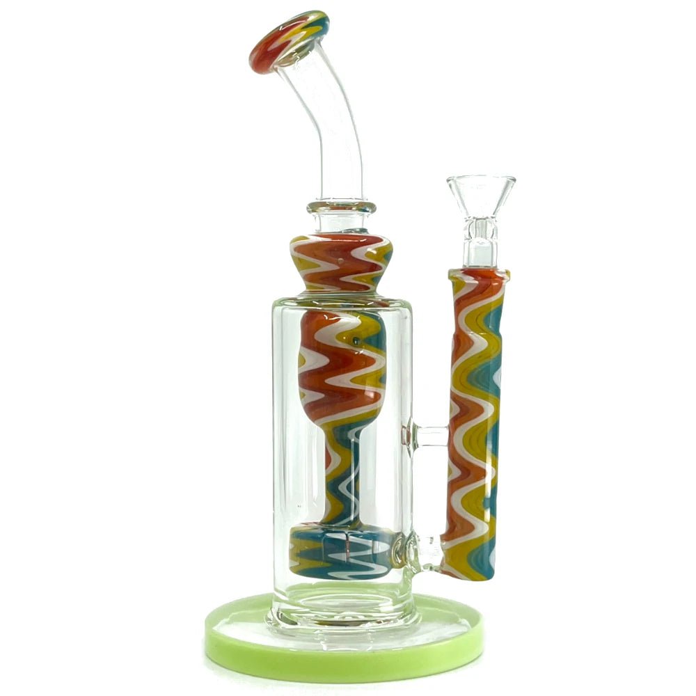 Fat Buddha Glass Bong Green Lean Back Wig Wag Bong