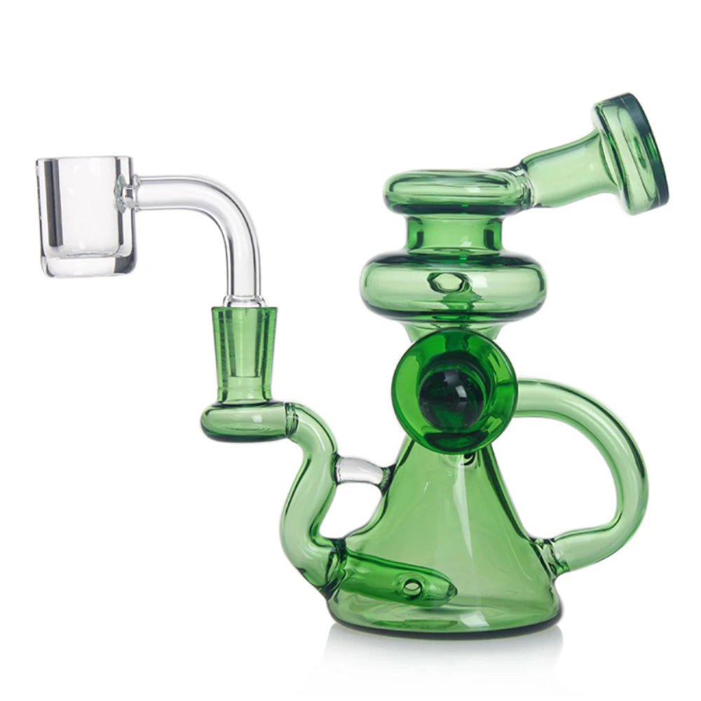 Fat Buddha Glass Bong Green Marble Mini Recycler Dab Rig