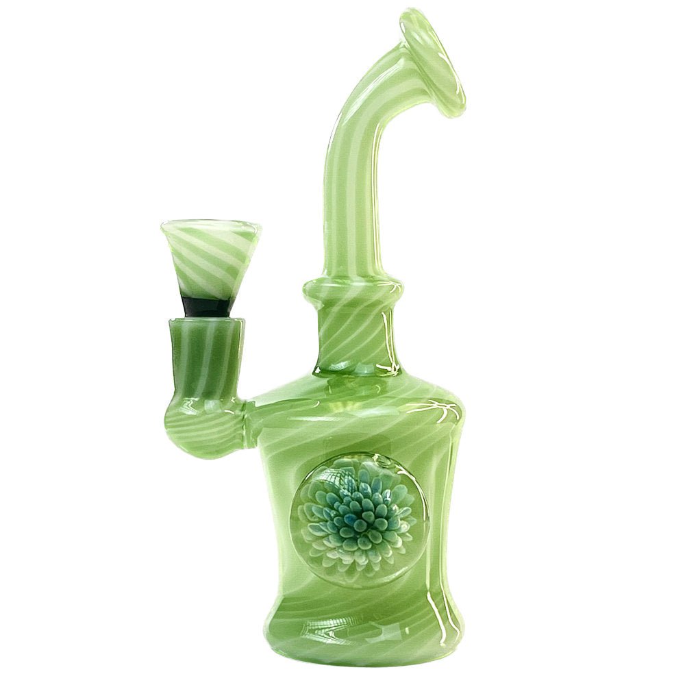 Fat Buddha Glass Bong Green Marble Wave Bong