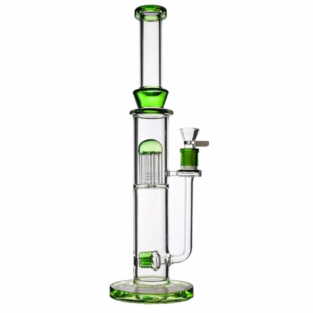 Fat Buddha Glass Bong Green Matrix Inline Bong
